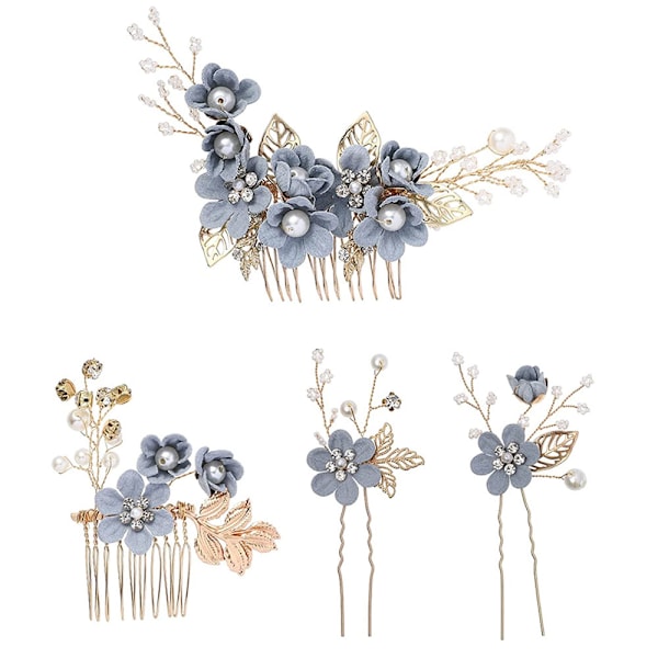 4 stk Bryllup Mote Hårkamsett Blomster Brud Hodeplagg Hårtilbehør, Flere størrelser