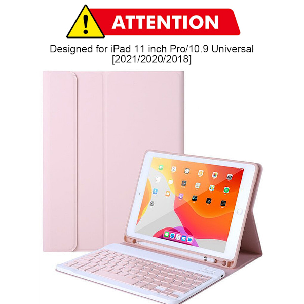 Näppäimistökuori Langaton Näppäimistökansi Kynäpidikkeellä Näppäimistökuori iPadille 11 tuuman Pro/10.9 Universal [2021/2020/2018]