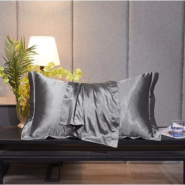 Pillowcase, Polyester Pillowcase for Hair and Skin, 48 x 74 cm Pillowcase, Soft, Smooth, Cooling Premium Pillowcase for Sleep (Grey, 1)
