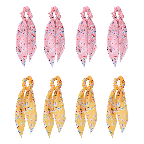 8 stk. Sjal Scrunchies til Hårbånd Chiffon Hårbånd Haleponyholder Scrunchy til Kvinder