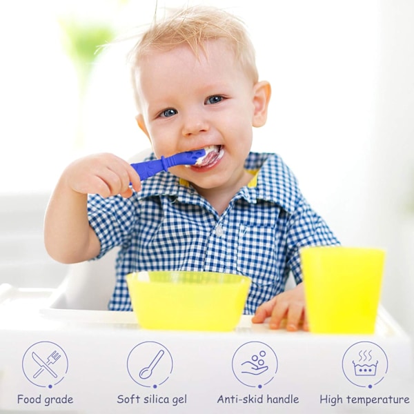 BPA-fri Silikon Baby Sked Set för Första Steget Självmatning | 2-pack Försked | Småbarnsbestick för Babyledd Avvänjning