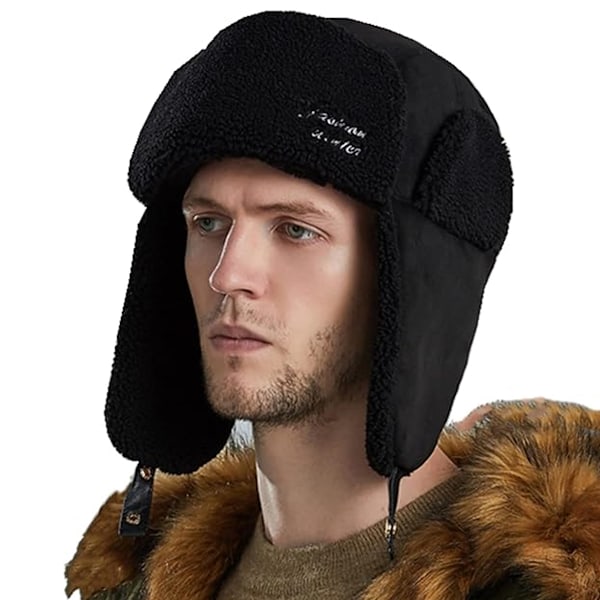 Mænds og Kvinders Vinterhue Tyk og varm Sherpaforet Fleece Pilot Hættehue Vind og Sne Ørevarmere Peruansk Trapperhue