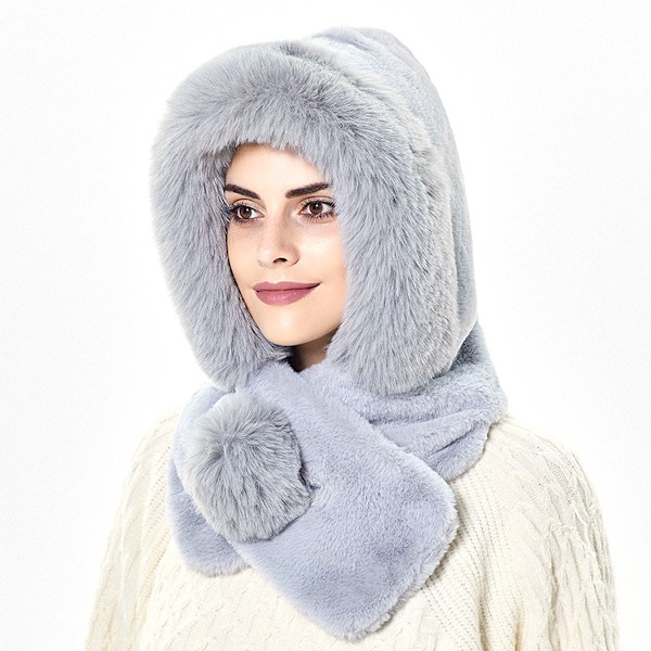 Dam Slouchy Fleece Beanie Hatt, Halsduk, Mask, Huva, Balaclava, Varm Vinter Vindtät Skidkeps med Dragkedja
