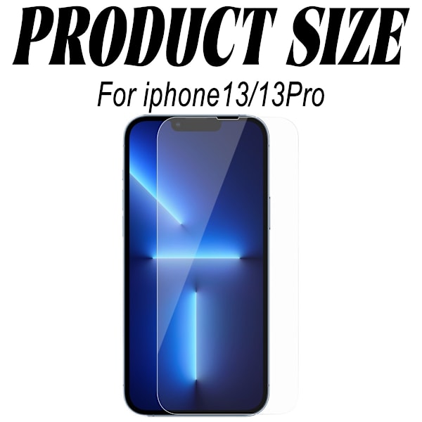 Passer til 3-delt iPhone 13/13 Pro skærmbeskytter hærdet glas