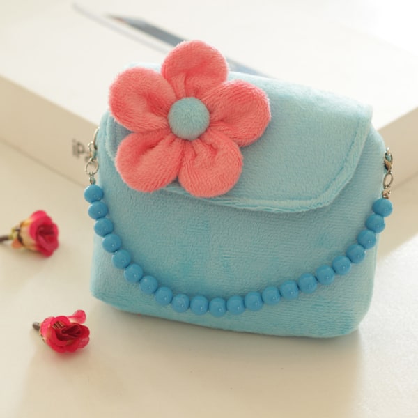 Liten jente mote blomst crossbody skulderveske plusj håndveske