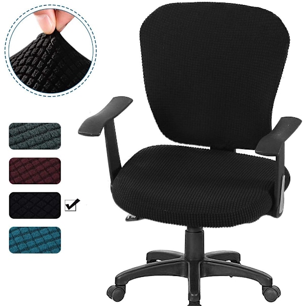 Kontorsstolsöverdrag 2-delars Stretchbar Datorstolöverdrag Universal Stolsitsöverdrag Stretchbar Rotationsstolöverdrag Tvättad Spandex