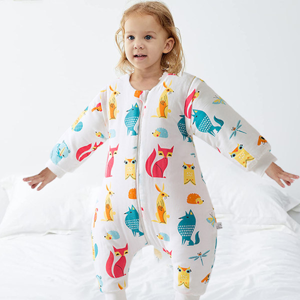 Imeväisen pitkähihainen puuvillainen unimakuupussi jaloilla, piirretty pyjama