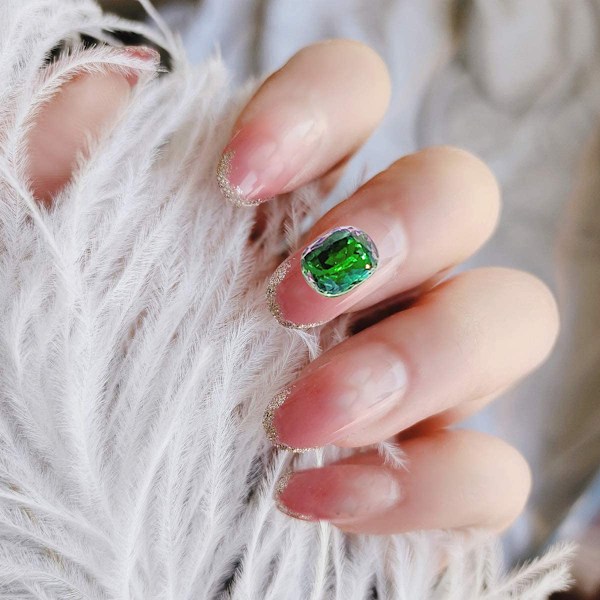 9 st K9 Rosa Pack Gröna Glasborr Spetsiga Bottenformade Nagelbords Dekoration