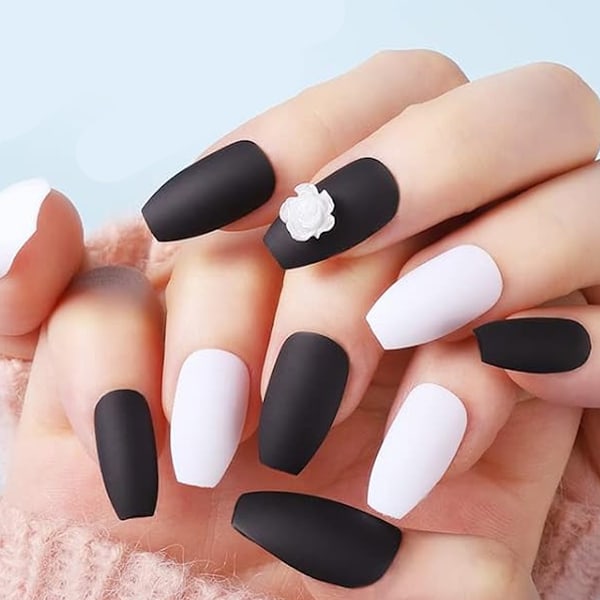 15 pakkausta (360 kpl) matta kynsipainalluksia keskipitkät, ballerina Coffin akryyli lyhyet keinotekoiset kynsisetti kynsi taidetta DIY