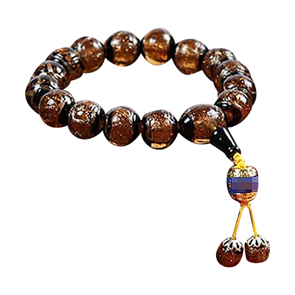Farvet glasarmbånd, Buddha perler, Elastisk Yoga Meditation Perler Armbånd til Mænd Kvinder - Brun