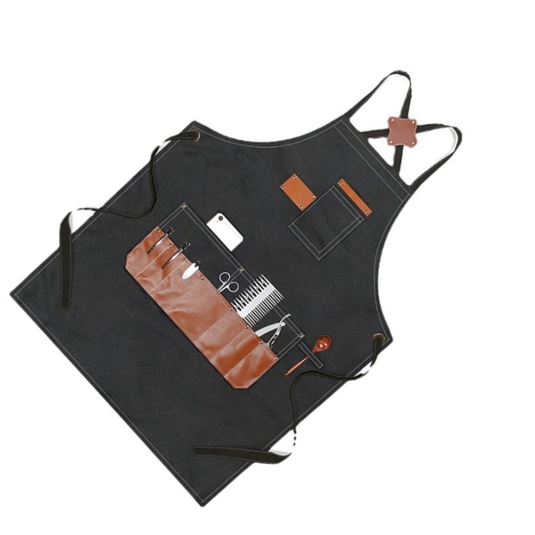Frisörförkläde Multi Pocket Vattentät Svarta Kockförkläden för konst