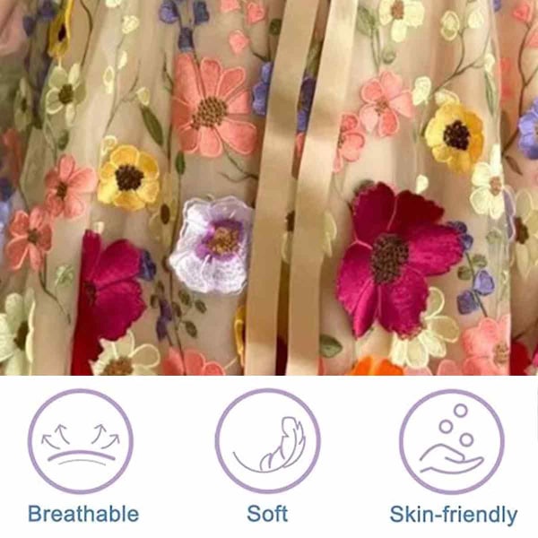 Kvinner Kjole 3D Blomsterbroderi Gjennomsiktig Mesh Lace Fest Cocktail Kjole