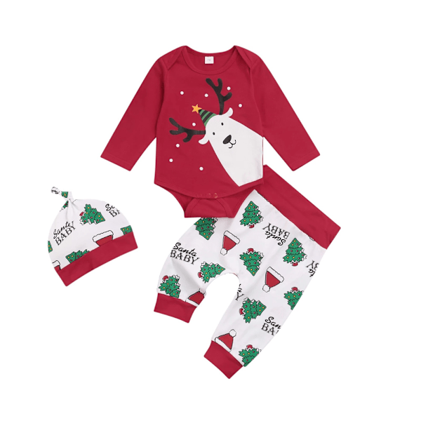 2022 Ny stil mote Jente Langærmet baby Jumpsuit til jul