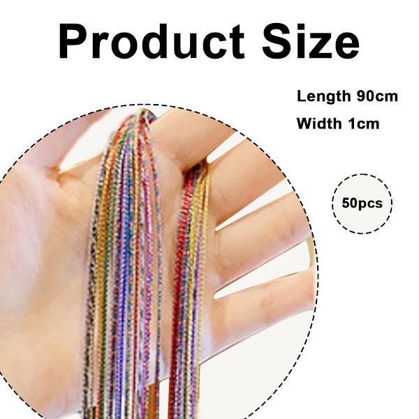 50 stk. Hårfletninger Assorterede Gradient Farverige Flettede Hårrebåndssæt til Hestehale Fletninger Kvinder Pige DIY Fletning Hårstyling Tilbehør Wraps