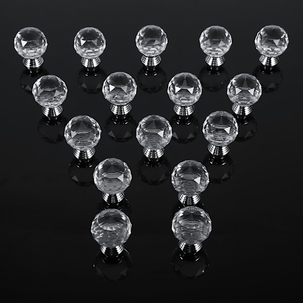 16 stk/pakke 30 mm klare krystallkuleformede glassknapper skap skuffhåndtak varmt