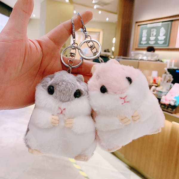 Setti 2 söpöä hamsteripehmo avaimenperää avaimenperä käsilaukku Pe