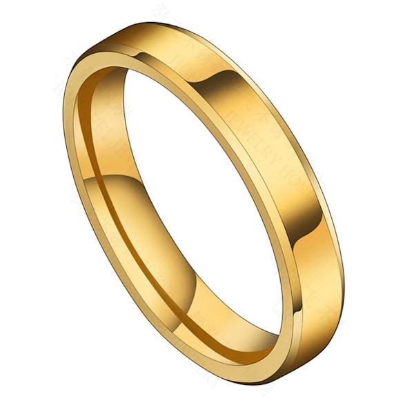 Klassisk trefärgad ring, enkel smal version 4mm fasad slät ring
