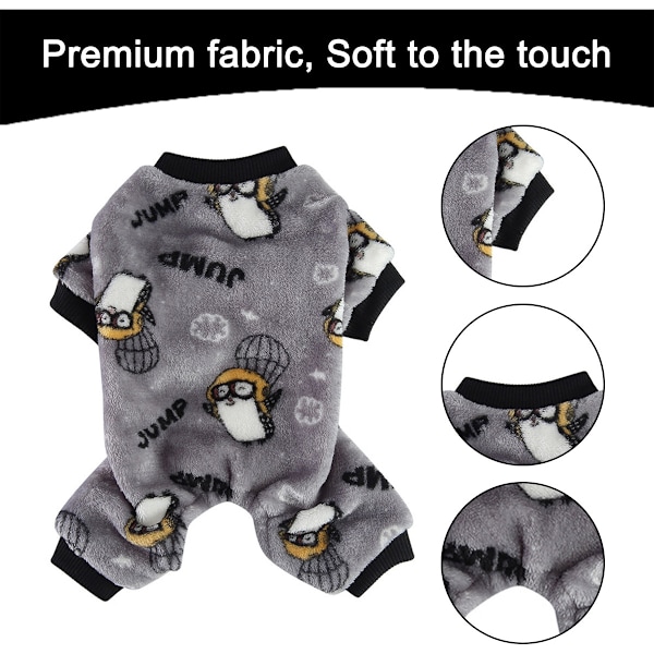 Pinguineille suunniteltu villapaita pienille koirille, fleece-pehmoiset pentujen pyjama-asu, 4-jalkaiset koiranvaatteet, talvella lämpimät onesie-hyppyasut lemmikkieläimille