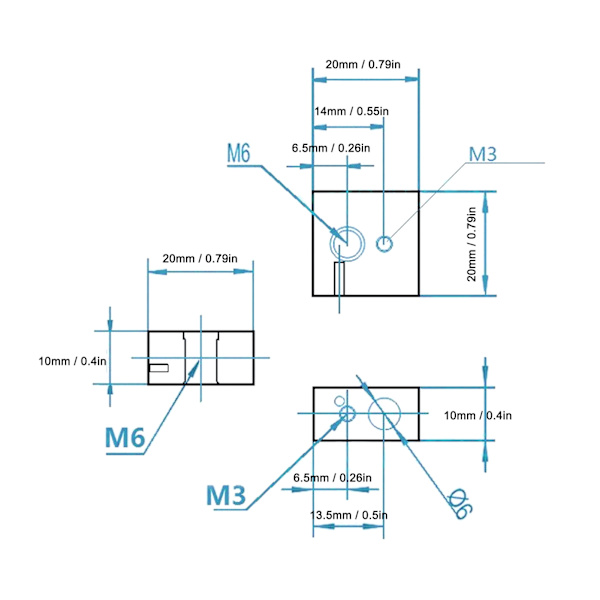 Aluminium Opvarmningsblok til Makerbot/MK7/MK8 Hot End 3D Printer Dyser Tilbehør