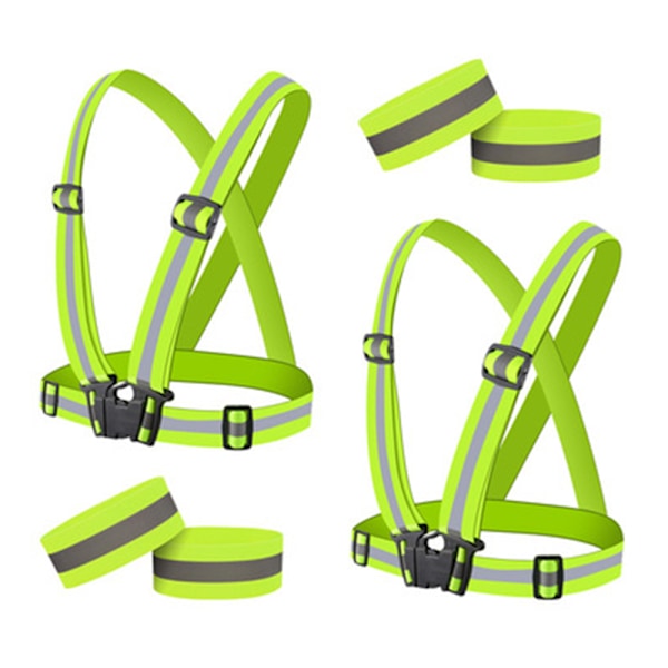 Reflekterande Väst Säkerhetsutrustning Hög Synlighet & Fullt Justerbar med 2 Reflekterande Armband för Löpning Jogging Cykling Promenader på Natten