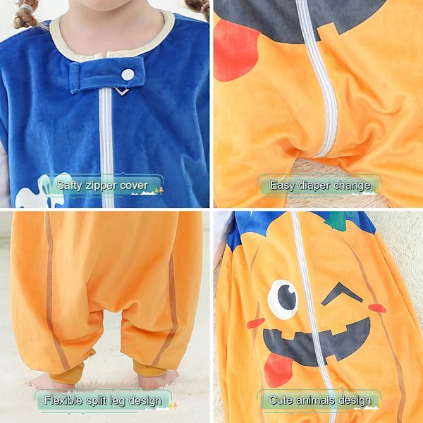 Unisex baby høst/vinter bærbart toddler uten ermer fot sovepose, gresskar