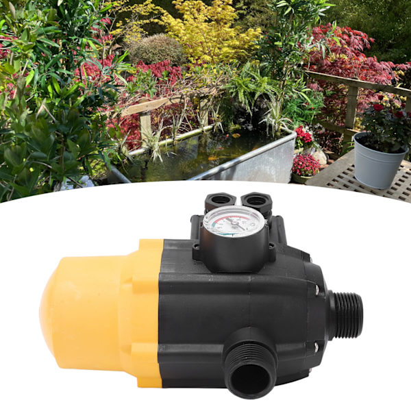 Vattenpumpstryckstyrningsswitch Vattentät Justerbar Elektronisk Styrenhet Gul 110V‑120V 0.75kw