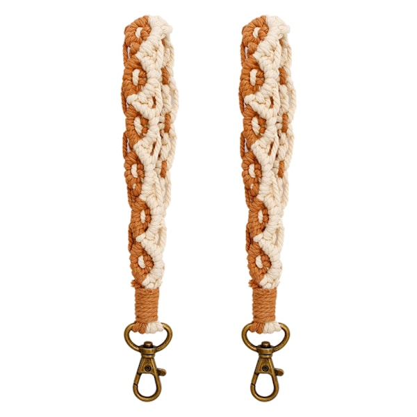 2 stk Boho Makramé Nøglering Armbånd Håndlavet Wristlet Nøglering Nøglering Holder Håndledsrem