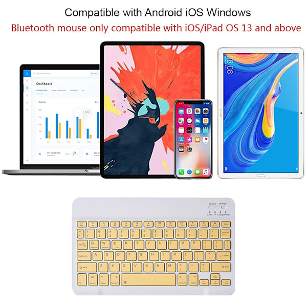 Ultra-tynd Bluetooth Tastatur Bærbar Mini Trådløs Tastatur Genopladelig til iOS Android Windows - 10 tommer