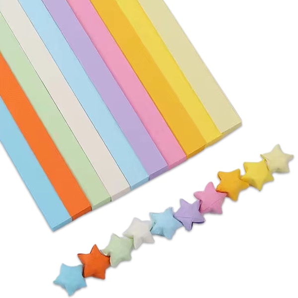 1350 ark Origami-stjärnor papper, dubbelsidiga färger Dekorationspappersremsor för papperskonst Hantverk