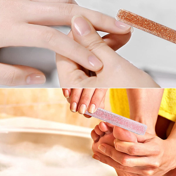 Glas Neglefiler, Glitter Neglebufferfiler Slibning Polering Negletilbehør til Manicure, Pedicure og Naturlige Negle