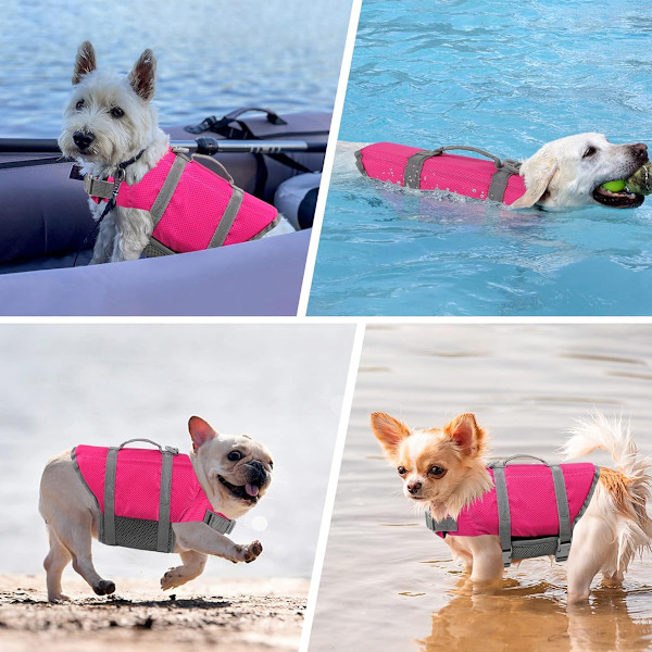 Hundevest med Reflekterende Striber, Justerbar Hvalpebadevest Meget Flydende Velegnet til Små, Mellemstore og Store Hunde