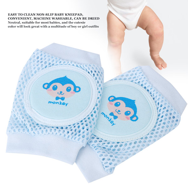 Baby Toddler Kryp Skyddande Knäskydd Mjuka Andningsbara Mesh Knäskydd 2 Par Blå