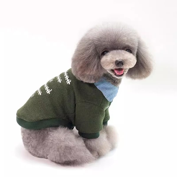 Pet Patchwork Strikket Hundetrøje Varme Katte Vintertøj Til Kolde Dage (Grøn)