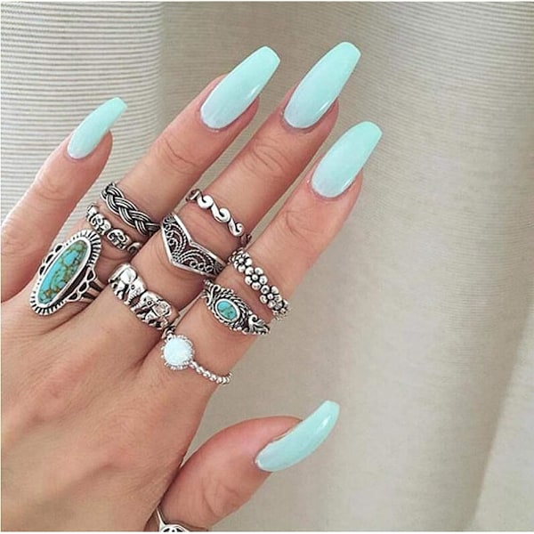 Ring Gull Boho Ring Jente Vintage Gem Krystall Ring Knuckle Knot Ringsett Tenåring Fest Daglig Ferie Smykker Gave