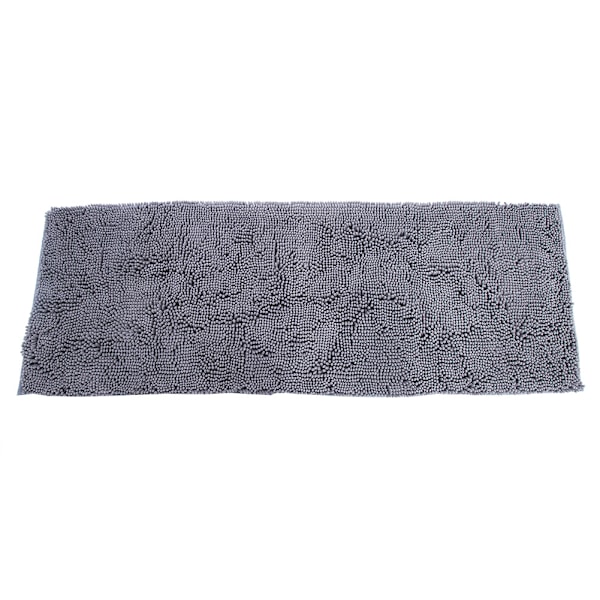 Chenille Anti-slip Vandabsorberende Skridsikker Måtte Badeværelse Stue (Mørkegrå)