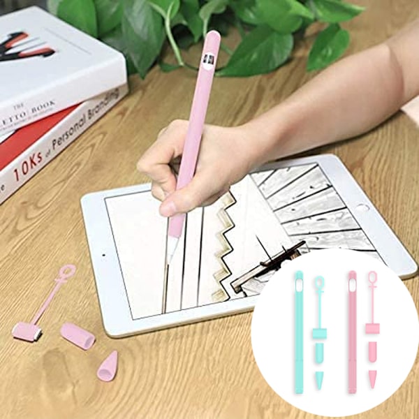 2-pack silikonfodral kompatibelt med Apple Pencil 1:a generationen, mjukt skyddande grepp halkfritt