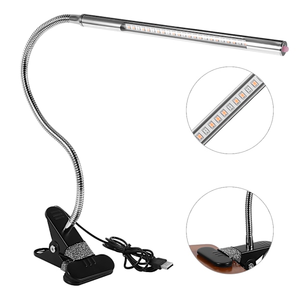 5W 24 LED Grow Light Indoor USB Plants Growth Desk Lamp with Adjustable Goosenenck and Clamp