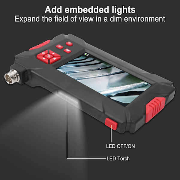 P30 8mm 1080P Industriel Endoskop med Dobbelt Linse og 4,3 tommer LCD Skærm Justerbar 8+1 Lys (1 m / 3,3ft)