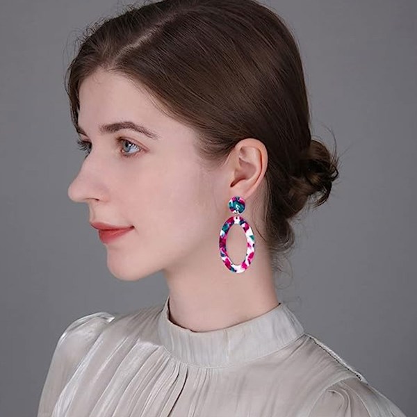 Akryl Geometriske Oval Resin Drip Hængende Øreringe Boheme Hoops Øreringe Spot Personlighed Stud Øreringe