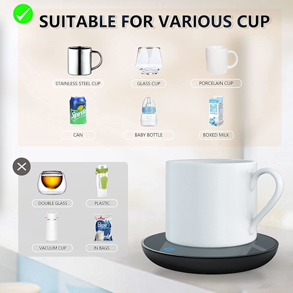 Elektrisk kaffevärmare, smarta kaffevärmare för skrivbord, muggvärmare med 2 temperaturinställningar, varmare värmeplatta, elektrisk dryckesvärmare,