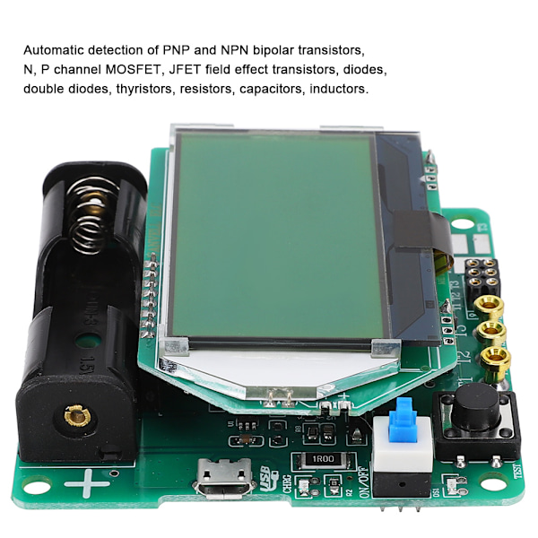 M8 Transistor Tester Induktans Kondensator PNP NPN Diode ESR Meter Multifunksjons Tester