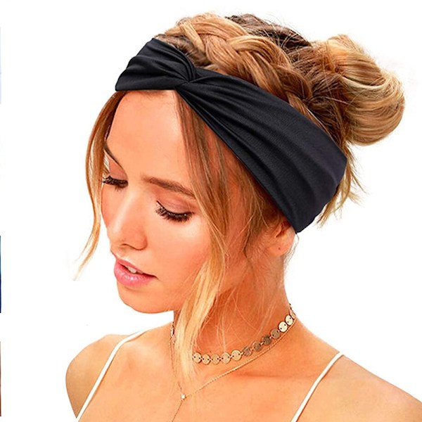 Turbanpannband för kvinnor, breda elastiska huvudband, tjocka håraccessoarer, 4-pack