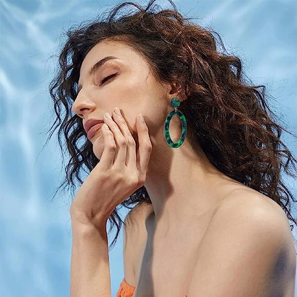 Akryl Geometriske Oval Resin Drip Hængende Øreringe Boheme Hoops Øreringe Spot Personlighed Stud Øreringe
