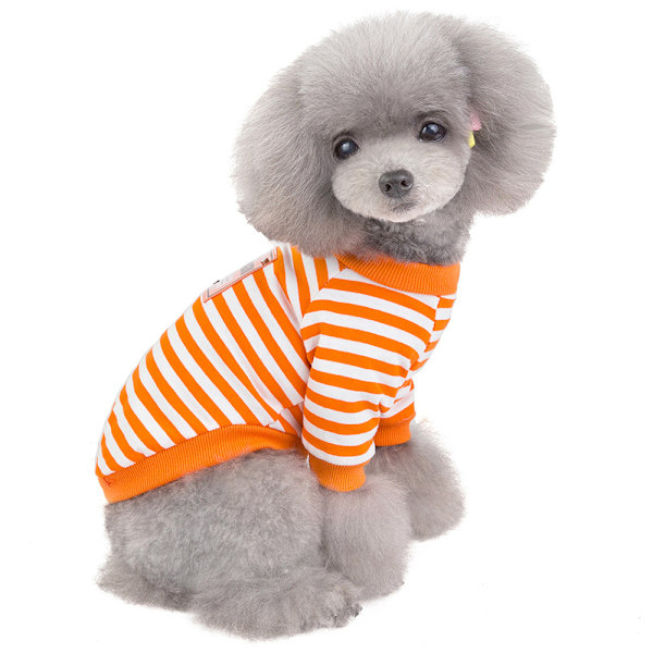 Klædning til kæledyr til forår og sommer Kæledyrstøj Hund stribet T-shirt Kæledyrstøj