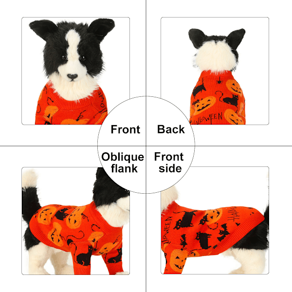 Hundekatte Halloween Trøje Hund Halloween Kostume Kæledyr Halloween Kæledyr Græskar Jumper Strikket stof Kat græskar trøje
