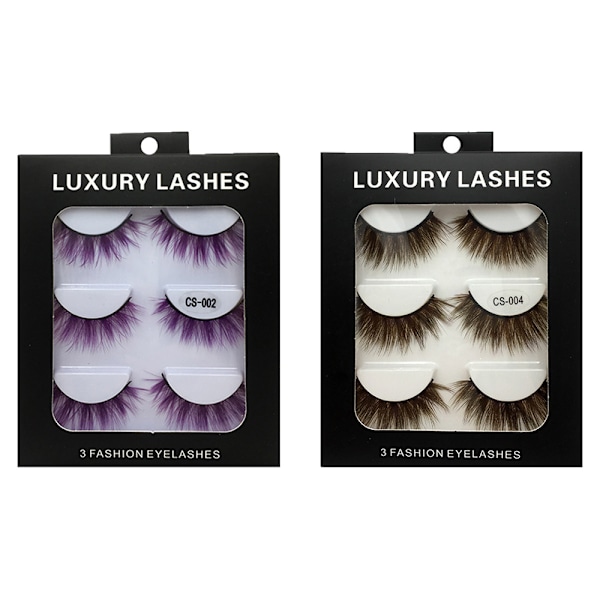 6 Par Fluffiga Fransar 3D Mink Fransar Långa Tjocka Falska Fransar Fransar Makeup Mink Fransar