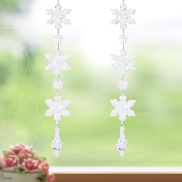 10 st Snowflake Crystal Chains, DIY Glas Hängande Strand Fönster