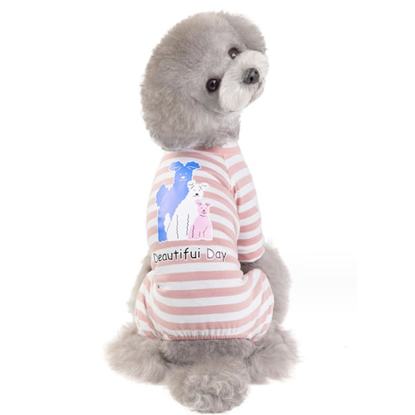 Hundepyjamas til små hunde racer bløde hvalpe onesie kat jumpsuit behageligt kæledyrs tøj (Pink)