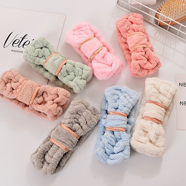 4-pak Mikrofiber Pandebånd Spa Ansigtspandebånd Makeup Pandebånd Elastisk Terry Klud Hovedbind til Kvinder Piger Vask Ansigt Makeup Brusebad Yoga Sport