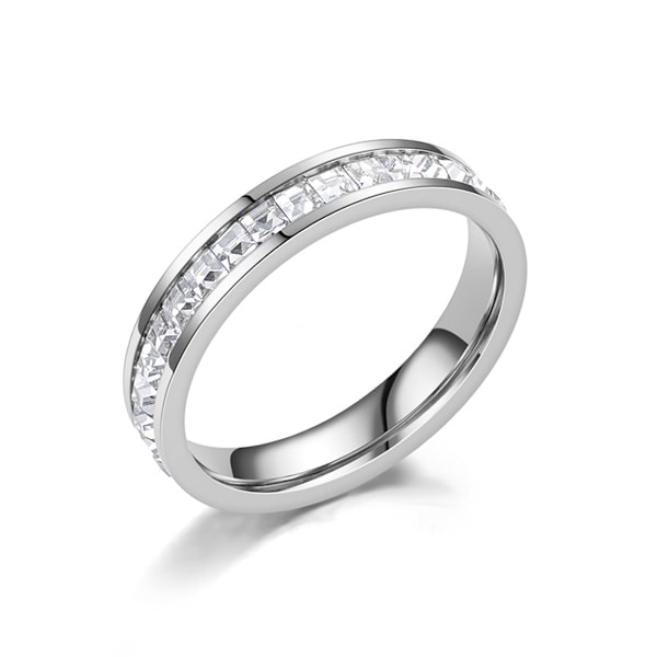 4 mm Titanium Evighedsring til Kvinder med Kubisk Zirkonia - Jubilæums- og Forlovelsesring - Størrelse 5-8